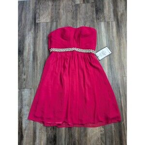 NWT Calvin Klein Women's sz 10 Strapless Chiffon Cocktail Dress w/ Beaded Waist